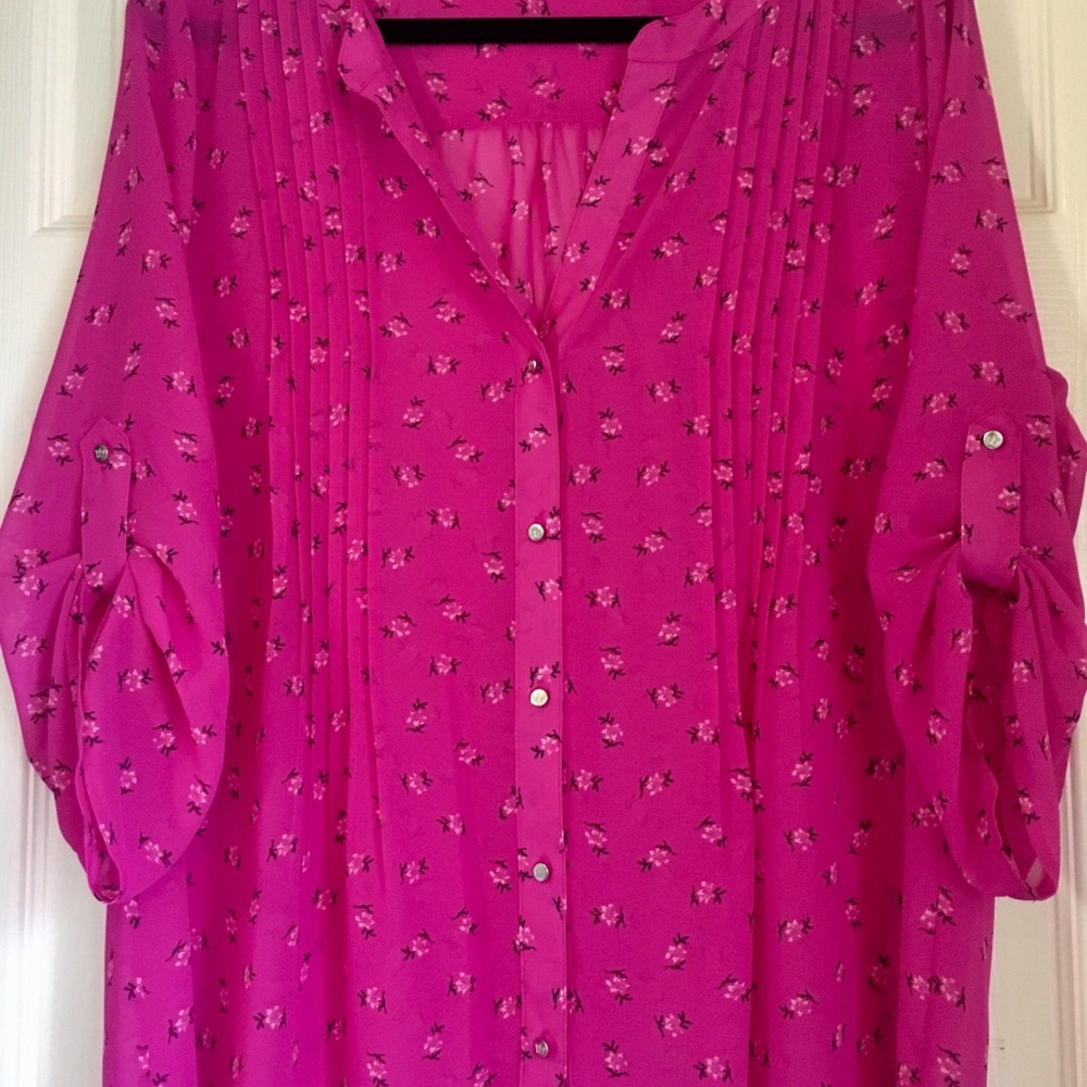 Chaus New York Pink Pintuck Blouse